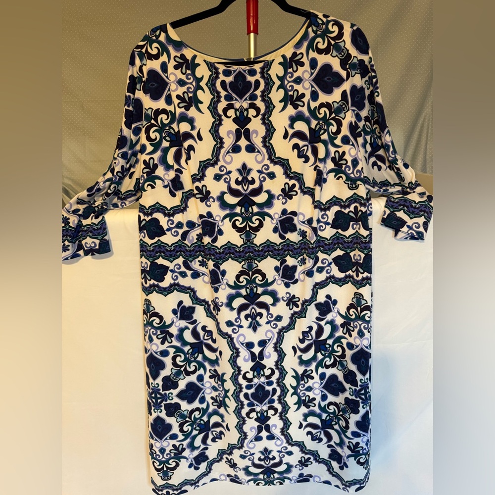Vince Camuto Blue and Purple Floral Dress (18W)